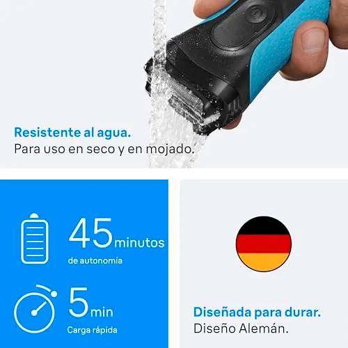 Braun ▫️ Máquina de barbear elétrica para homem Série 3, ProSkin 3040s, Preto/Azul 5