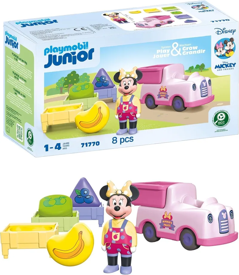 PLAYMOBIL ▫️ Junior 71770 Minnie com Carrinho de Frutas, Disney, 8 peças, a partir dos 12 meses