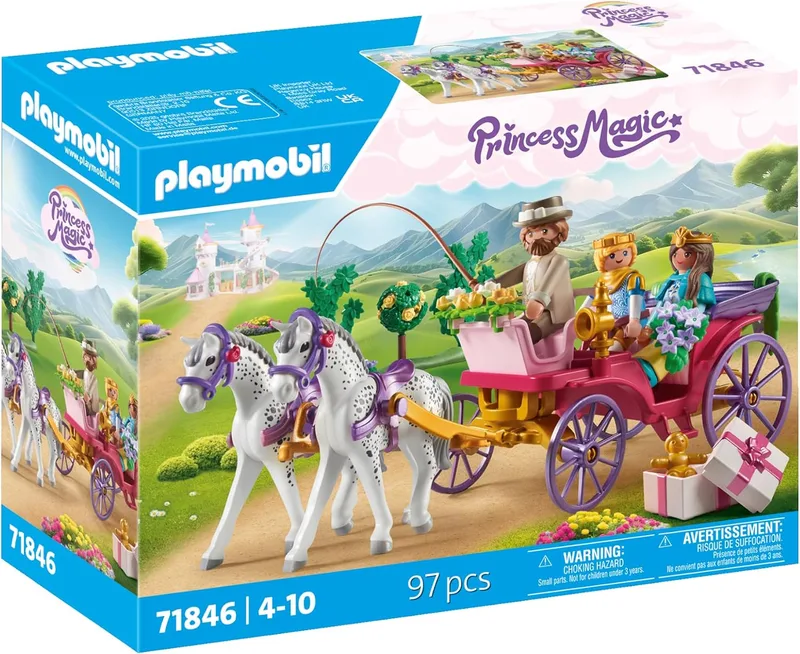 PLAYMOBIL ▫️ Princess Magic | Passeio na Carruagem Real com a Princesa e o Príncipe | Aventura de Fantasia Real | Conto de Fadas para meninos e meninas a partir dos 4 anos | 71846