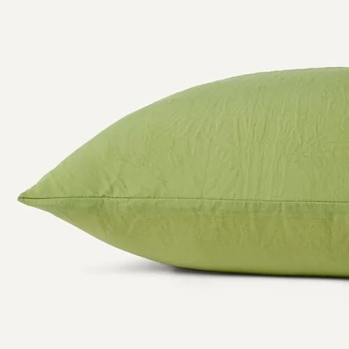 Amazon Basics ▫️ Conjunto de capa de edredão para cama de 80/90 em microfibra pré-lavada, extra suave com efeito amarrotado natural, capa de edredão de 135 x 200 cm e 1 capa de almofada de 50 x 80 cm, verde 5