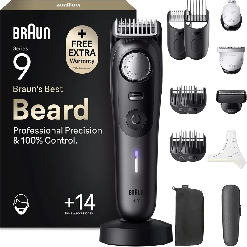 Braun ▫️ Aparador de Barba para Homem Série 9, BT9565, Titânio