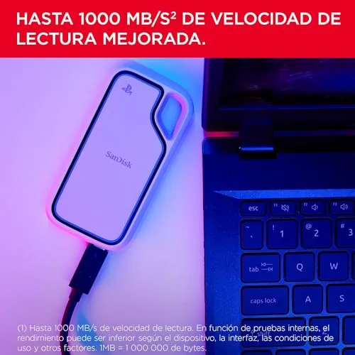 SanDisk ▫️ SSD externo portátil Extreme para PlayStation 5 e computador, 1 TB, velocidades até 1000 MB/s, resistência à água e ao pó (IP65) e a quedas de até 3 metros, 1 mês de Nitro Discord 3