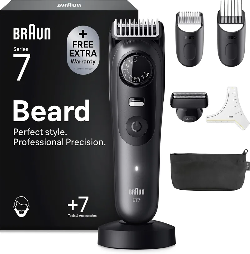 Braun ▫️ Aparador de barba para homem Série 7, BT7525, cinzento