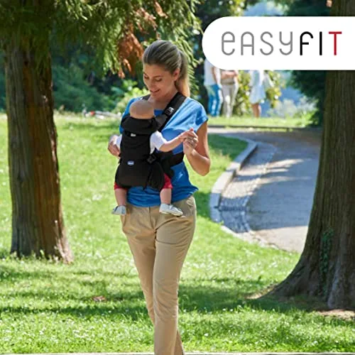 Chicco ▫️ EasyFit – Mochila ergonómica para bebés dos 0 meses aos 9 kg, mochila de transporte fácil de usar, com o bebé virado para os pais, marsupio para bebés, com apoio para a cabeça e o pescoço, preta 2