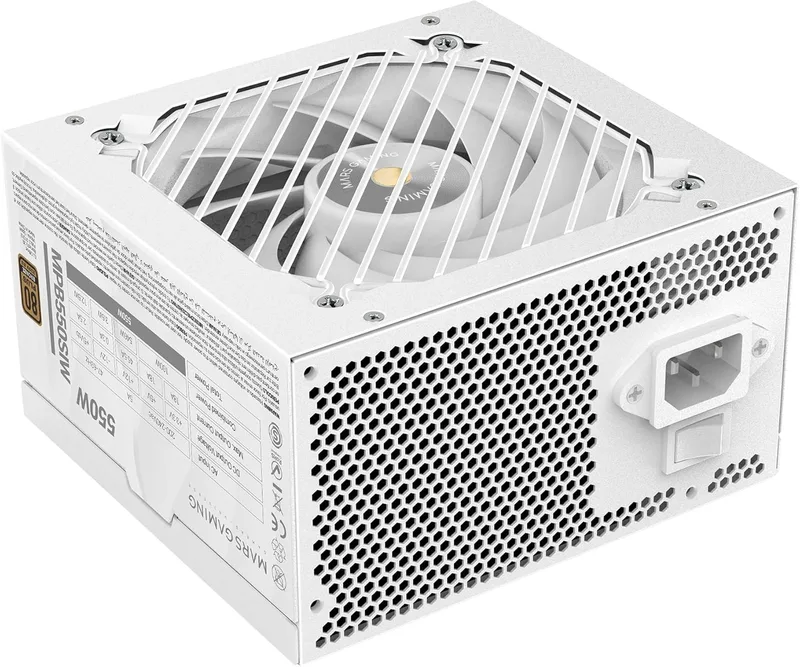 Mars Gaming ▫️ MPB550SI, Fonte de alimentação ATX 550W, 7 anos de garantia, 80Plus Bronze 230V, 90% de eficiência, ventoinha SI Extreme Silence, tecnologias AI2-RPM, condensadores japoneses, branco