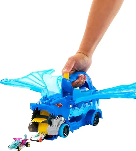 Hot Wheels ▫️ City Ultimate Dual Dragon Transporter e 2 carros 4