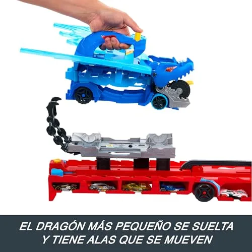 Hot Wheels ▫️ City Ultimate Dual Dragon Transporter e 2 carros 5