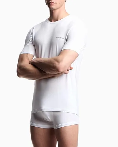 Emporio Armani ▫️ Conjunto de 2 camisolas de gola redonda em viscose ecológica para homem, cor azul, tamanho L, azul, L 3