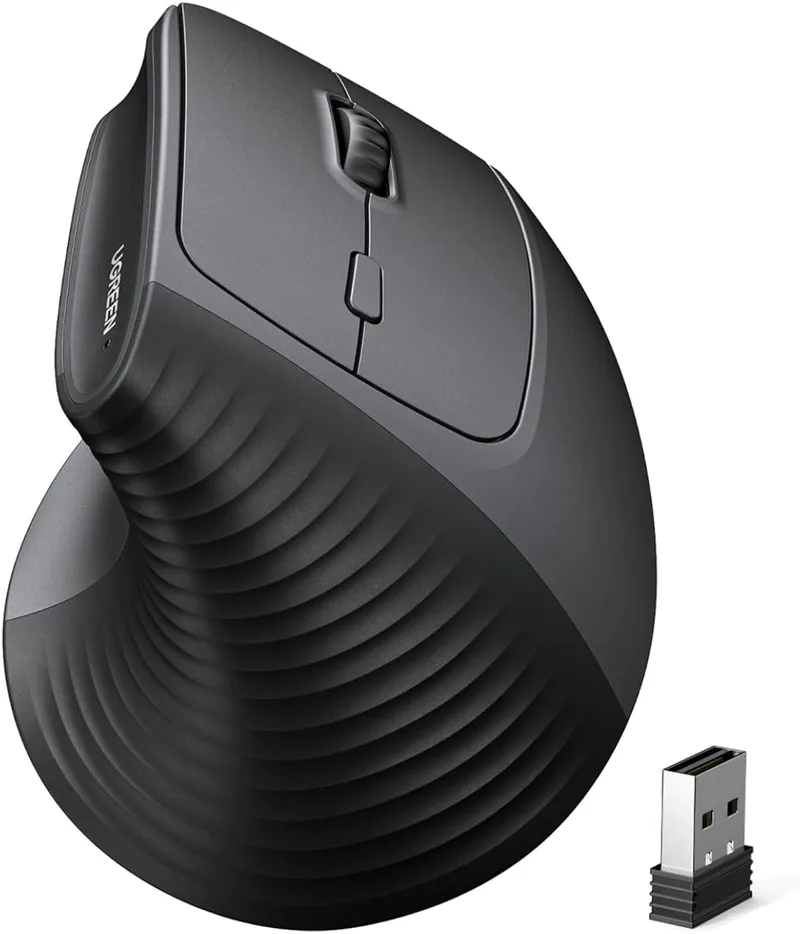 UGREEN ▫️ Rato vertical sem fios 2,4 GHz e Bluetooth 5.4, silencioso, 4000 dpi | Ergonómico, compatível com Windows, macOS e Linux