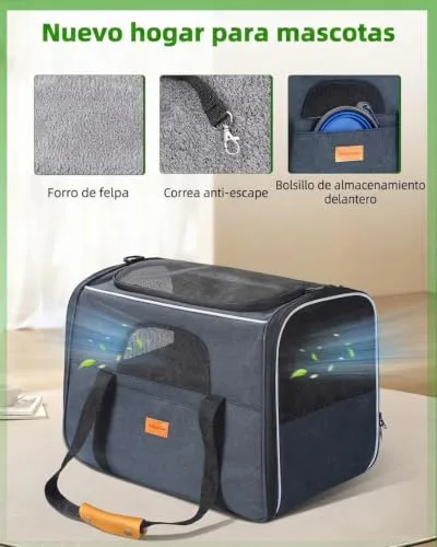 Morpilot ▫️ Transportadora Grande para Gatos com Laterais Macias, para gatos grandes e médios e cachorros até 9 kg, transportadora para animais de estimação com fechos de segurança 5