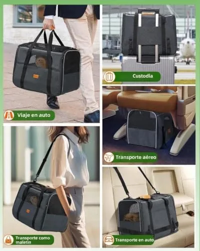 Morpilot ▫️ Transportadora Grande para Gatos com Laterais Macias, para gatos grandes e médios e cachorros até 9 kg, transportadora para animais de estimação com fechos de segurança 6