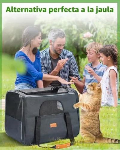 Morpilot ▫️ Transportadora Grande para Gatos com Laterais Macias, para gatos grandes e médios e cachorros até 9 kg, transportadora para animais de estimação com fechos de segurança 7
