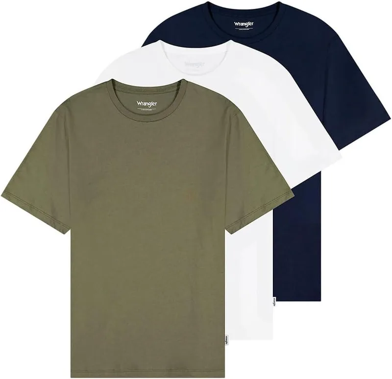 Wrangler ▫️ T-shirt para homem - Corte regular - Conjunto de 3 t-shirts - Branco