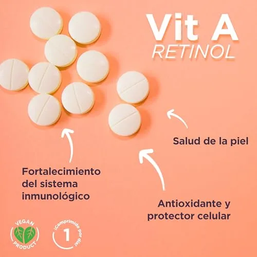 Drasanvi ▫️ Vitamina A Retinol 10 000 mcg em 180 comprimidos, vegan e natural 2