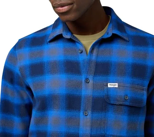 Wrangler ▫️ Camisa de homem - Corte regular - 1 Pkt Indigo Shirt - Índigo Gelo 4