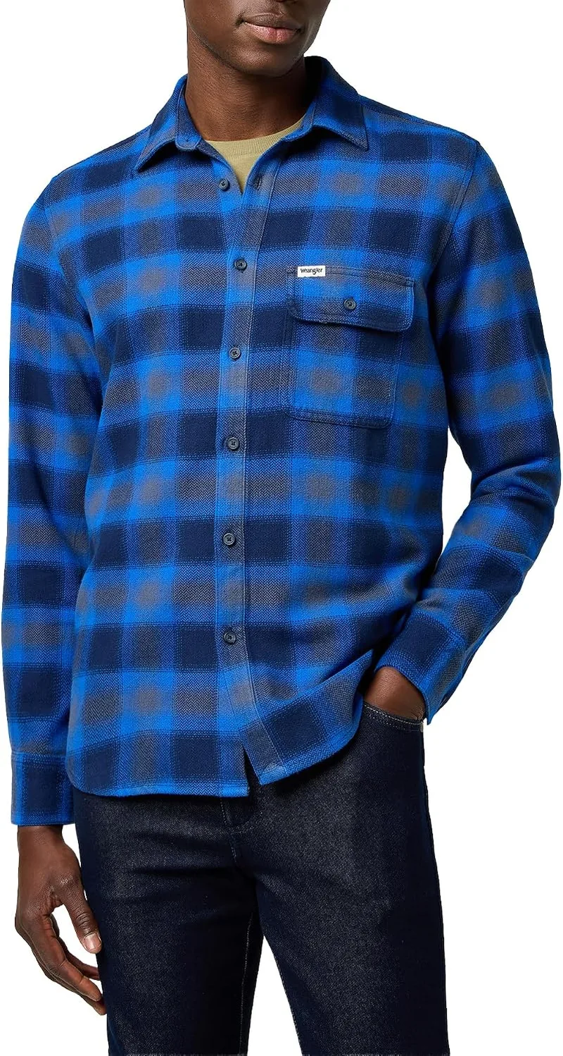 Wrangler ▫️ Camisa de homem - Corte regular - 1 Pkt Indigo Shirt - Índigo Gelo