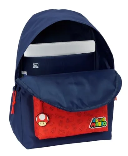 Safta ▫️ SUPER MARIO TRICK - Mochila para portátil de 14,1", ideal para jovens de várias idades, confortável e versátil, de qualidade e resistente, 31 x 13 x 43 cm 4