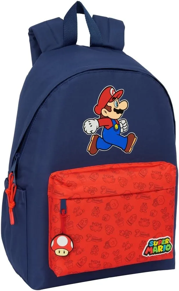 Safta ▫️ SUPER MARIO TRICK - Mochila para portátil de 14,1", ideal para jovens de várias idades, confortável e versátil, de qualidade e resistente, 31 x 13 x 43 cm