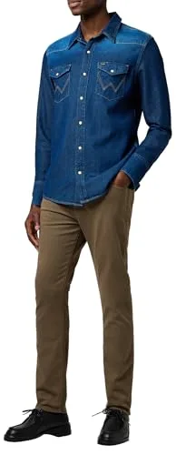 Wrangler ▫️ Calças de ganga para homem - Corte slim cónico - Larston - Fog 3
