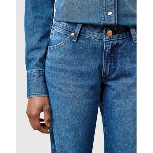 Wrangler ▫️ Calças de ganga para mulher - Corte reto - Calças de ganga cowboy de cintura baixa - Lasso Lagoon 6