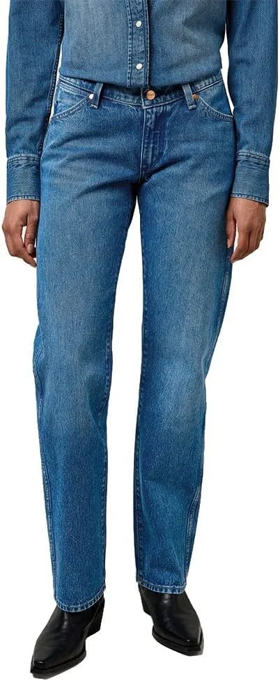 Wrangler ▫️ Calças de ganga para mulher - Corte reto - Calças de ganga cowboy de cintura baixa - Lasso Lagoon
