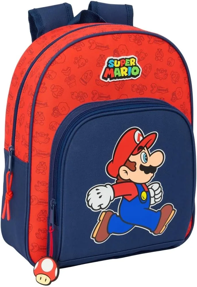 Safta ▫️ SUPER MARIO TRICK - Mochila de criança, ideal para crianças de diferentes idades, cómoda e versátil, de qualidade e duradoura, 28x10x34 cm