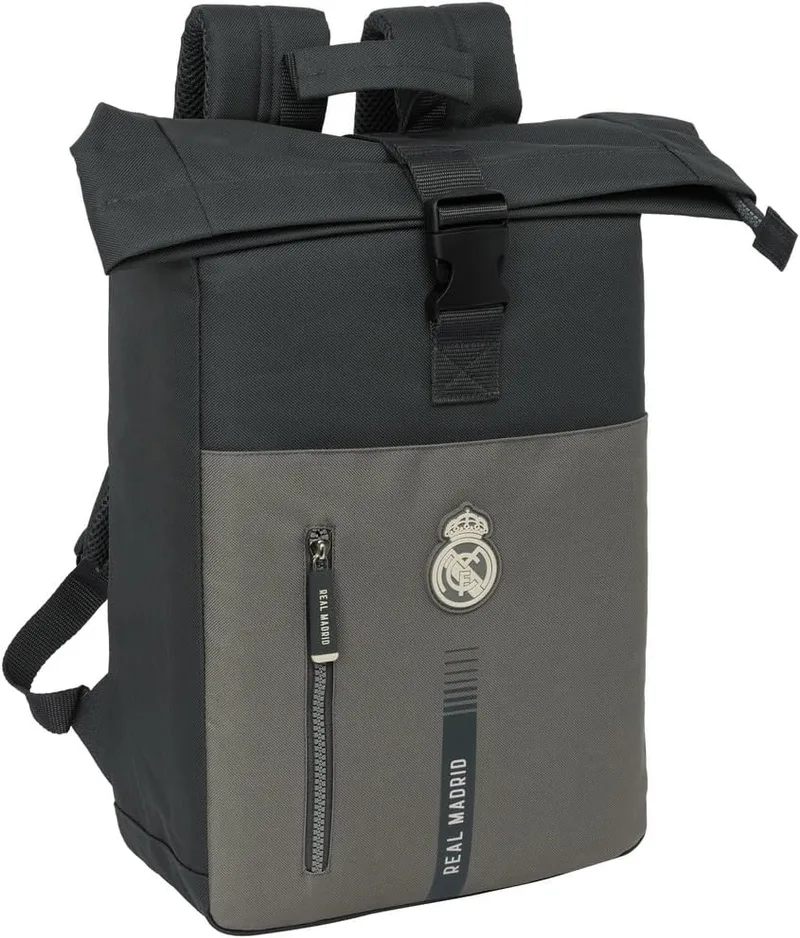 Safta ▫️ REAL MADRID 3rd TEAM 24/25 - Mochila para portátil de 15,6" com aba, ideal para diferentes idades, cómoda e versátil, qualidade e resistência, 28x13x42 cm