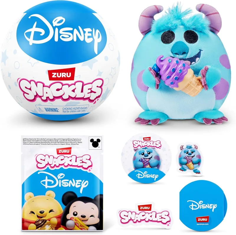 Snackles ▫️ Disney Character ZURU 5 Inch Plush, Peluche com Acessório para Lanche (Sortido Aleatório)