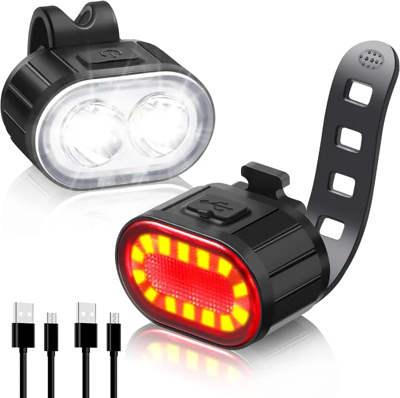 Blendura ▫️ Luzes dianteiras e traseiras para bicicletas luz dianteira e traseira recarregável por USB para bicicletas, luzes para bicicletas adequadas para bicicletas de estrada e de montanha