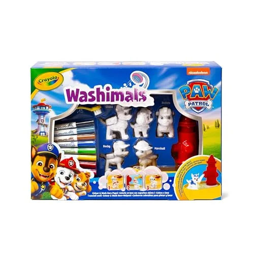CRAYOLA ▫️ Washimals Paw Patrol, Conjunto de Atividades com 5 cachorrinhos, 8 canetas laváveis, banho de água, pincel, jogo e presente para crianças, a partir dos 3 anos, 74-0291 2