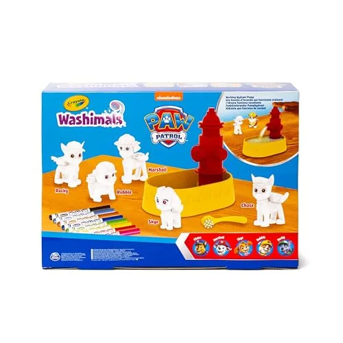 CRAYOLA ▫️ Washimals Paw Patrol, Conjunto de Atividades com 5 cachorrinhos, 8 canetas laváveis, banho de água, pincel, jogo e presente para crianças, a partir dos 3 anos, 74-0291 3