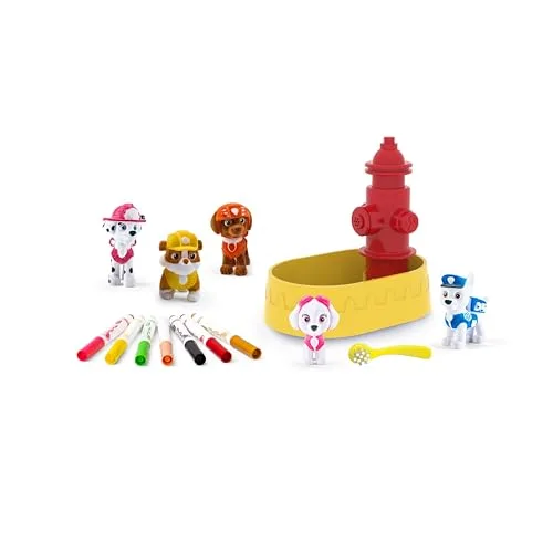CRAYOLA ▫️ Washimals Paw Patrol, Conjunto de Atividades com 5 cachorrinhos, 8 canetas laváveis, banho de água, pincel, jogo e presente para crianças, a partir dos 3 anos, 74-0291 4