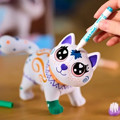 CRAYOLA ▫️ Washimals Jumbo Pets - Big Jenny, a gatinha para cuidar, colorir, lavar e recriar, conjunto com 5 canetas laváveis, presente para crianças a partir dos 3 anos, 74-7518 4