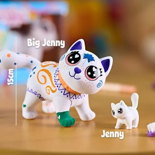 CRAYOLA ▫️ Washimals Jumbo Pets - Big Jenny, a gatinha para cuidar, colorir, lavar e recriar, conjunto com 5 canetas laváveis, presente para crianças a partir dos 3 anos, 74-7518 5