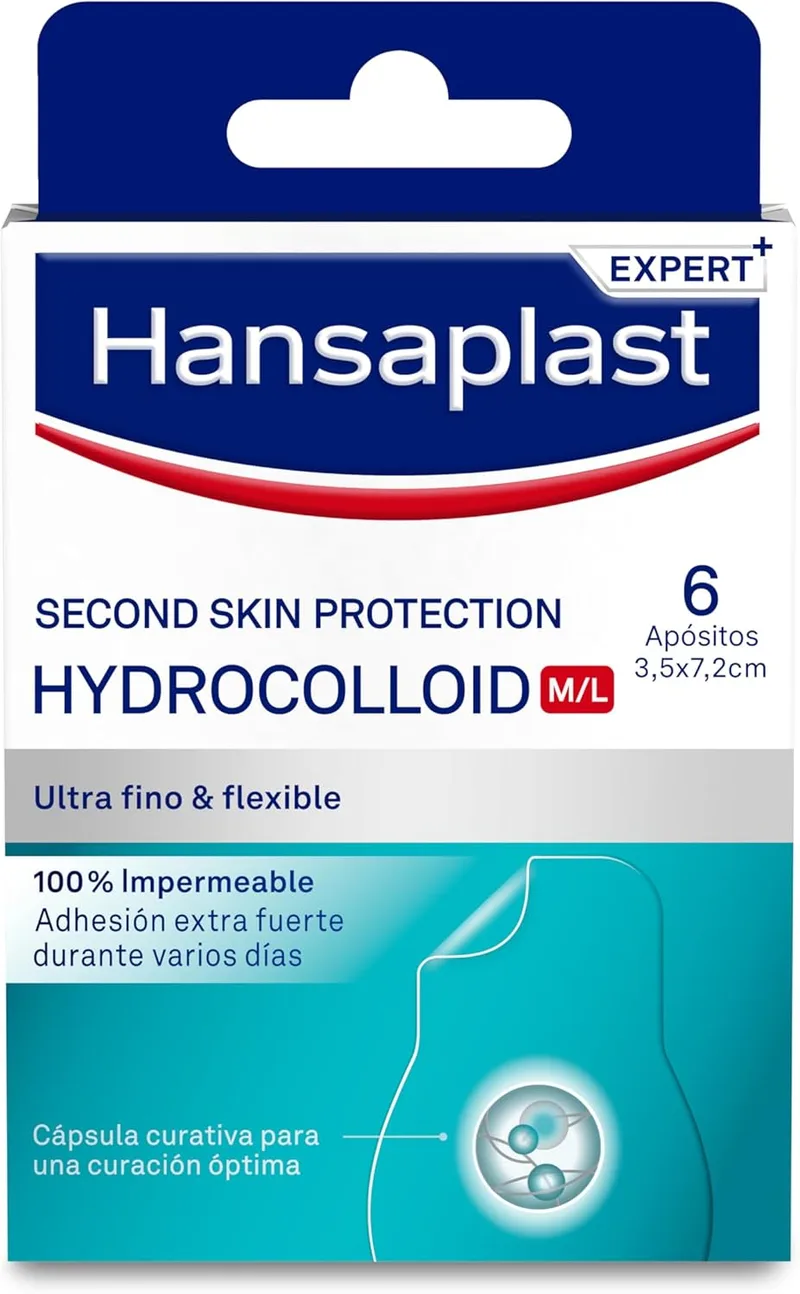 Hansaplast ▫️ Second Skin Protection - Pensos hidrocoloides M/L, 6 unidades