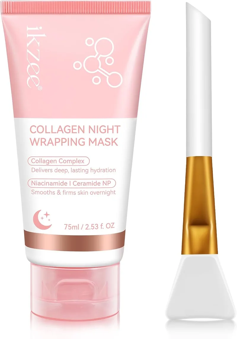 QLIGES ▫️ Collagen Night Wrapping Mask, Máscara Facial Coreana Peel-Off com Colagénio para melhorar a elasticidade da pele, hidratá-la, alisá-la e reafirmá-la durante a noite