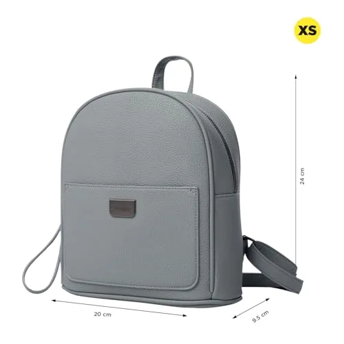 TOTTO ▫️ Mochila casual para mulher, modelo Smooth, capacidade de 4 L, compartimento principal, bolso frontal, bolso interno plano, porta-chaves, alças ajustáveis, cor Monument Cinza 3