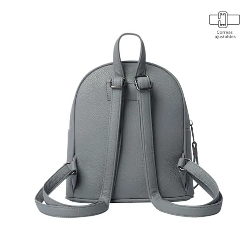 TOTTO ▫️ Mochila casual para mulher, modelo Smooth, capacidade de 4 L, compartimento principal, bolso frontal, bolso interno plano, porta-chaves, alças ajustáveis, cor Monument Cinza 4