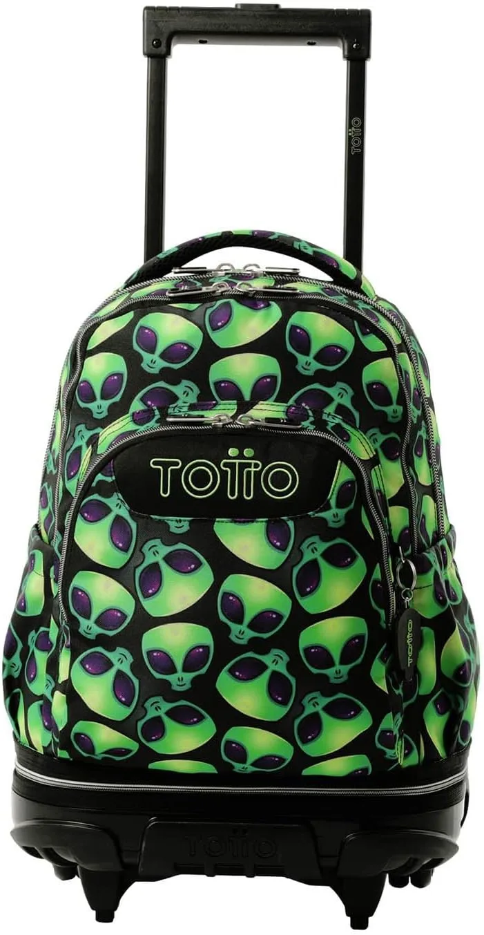TOTTO ▫️ Mochila Escolar com Rodas Destacáveis, Modelo Tiza, Capacidade 26 L, Mochila PC 15.4", Bolso para Garrafa, Alça Telescópica, Encosto Ergonómico e Alças S, Ali Print
