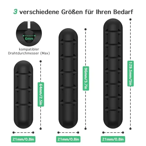 Kolamom ▫️ Clips para cabos, 3/5 unidades, com 2 cores de organizador de cabos, para secretária, cabo de alimentação, cabo de carregamento USB, carregadores, cabos de áudio, escritório e utilizadores domésticos 2