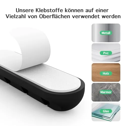 Kolamom ▫️ Clips para cabos, 3/5 unidades, com 2 cores de organizador de cabos, para secretária, cabo de alimentação, cabo de carregamento USB, carregadores, cabos de áudio, escritório e utilizadores domésticos 3