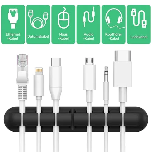 Kolamom ▫️ Clips para cabos, 3/5 unidades, com 2 cores de organizador de cabos, para secretária, cabo de alimentação, cabo de carregamento USB, carregadores, cabos de áudio, escritório e utilizadores domésticos 4