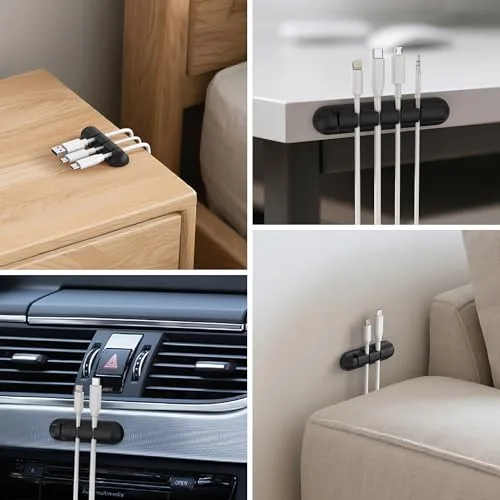 Kolamom ▫️ Clips para cabos, 3/5 unidades, com 2 cores de organizador de cabos, para secretária, cabo de alimentação, cabo de carregamento USB, carregadores, cabos de áudio, escritório e utilizadores domésticos 5