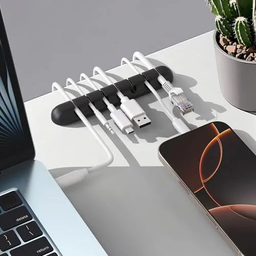 Kolamom ▫️ Clips para cabos, 3/5 unidades, com 2 cores de organizador de cabos, para secretária, cabo de alimentação, cabo de carregamento USB, carregadores, cabos de áudio, escritório e utilizadores domésticos 6
