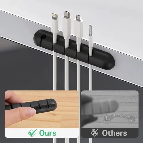 Kolamom ▫️ Clips para cabos, 3/5 unidades, com 2 cores de organizador de cabos, para secretária, cabo de alimentação, cabo de carregamento USB, carregadores, cabos de áudio, escritório e utilizadores domésticos 7