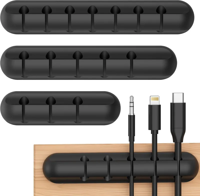 Kolamom ▫️ Clips para cabos, 3/5 unidades, com 2 cores de organizador de cabos, para secretária, cabo de alimentação, cabo de carregamento USB, carregadores, cabos de áudio, escritório e utilizadores domésticos