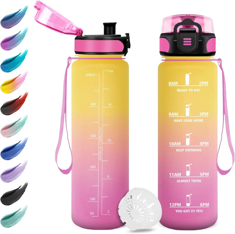 KollyKolla ▫️ Garrafa de água 500ml, Garrafa de água com filtro, Estanque, Reutilizável, Motivacional Garrafa de água estanque, Garrafa de água para rapaz, rapariga, escola, escola, acampamento, bicicleta, ginásio, escola, escola, faculdade, escola, bicicleta, ginásio