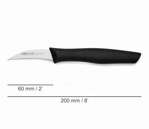 Arcos ▫️ Faca descascadora em aço inoxidável. Faca de cozinha profissional para cortar, descascar e limpar alimentos. Cabo ergonómico em polipropileno e lâmina de 60 mm. Série Nova. Cor preta. (Embalagem de 2) 2