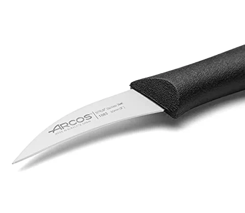 Arcos ▫️ Faca descascadora em aço inoxidável. Faca de cozinha profissional para cortar, descascar e limpar alimentos. Cabo ergonómico em polipropileno e lâmina de 60 mm. Série Nova. Cor preta. (Embalagem de 2) 3