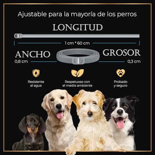 Life Innovation ▫️ Conjunto de 4 coleiras antiparasitárias para cães, 24 meses de proteção contra pulgas, carraças e mosquitos — 100% natural, impermeável, ajustável, para todos os tamanhos. 6